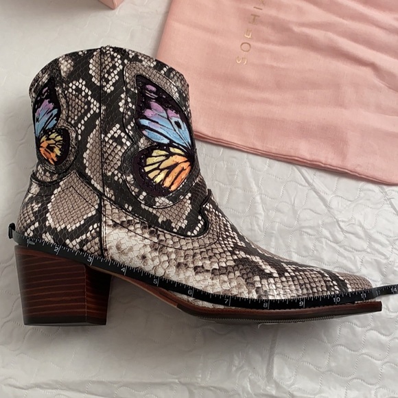 Sophia Webster Shelby black multicolor western leather snakeskin butterfly boots - Picture 7 of 14